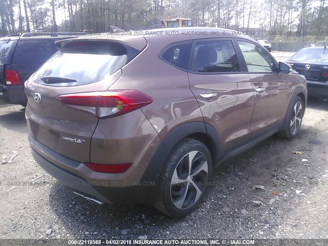 KM8J33A2XGU144439 - 2016 HYUNDAI TUCSON LIMITED/SPORT AND ECO/SE BROWN photo 4