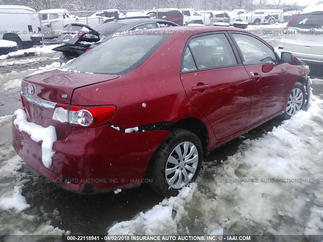 2T1BU4EE6CC904969 - 2012 TOYOTA COROLLA S/LE RED photo 4