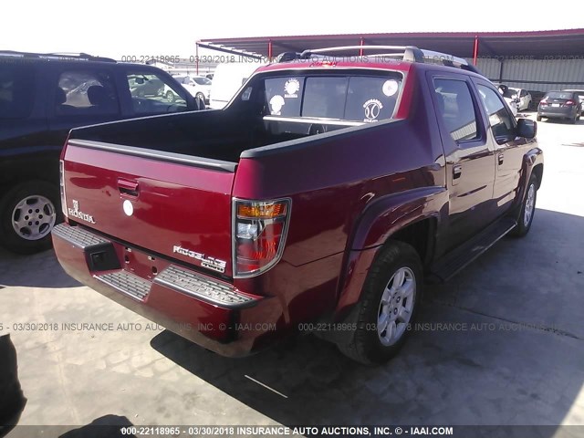 2HJYK164X6H502298 - 2006 HONDA RIDGELINE RTS RED photo 4