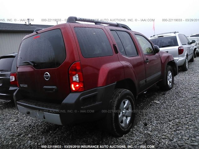5N1AN0NW6CC505686 - 2012 NISSAN XTERRA OFF ROAD/S/SE RED photo 4