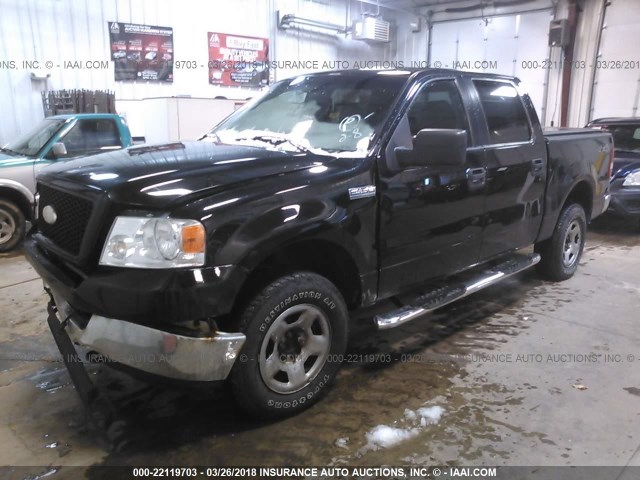 1FTPW14535KF08502 - 2005 FORD F150 SUPERCREW BLACK photo 2