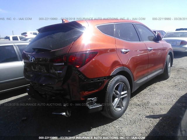 5XYZT3LB3HG409046 - 2017 HYUNDAI SANTA FE SPORT  ORANGE photo 4