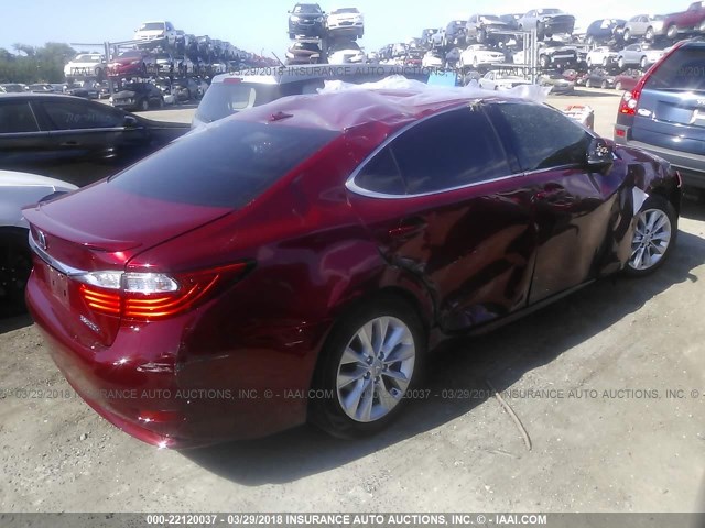 JTHBW1GG6D2010783 - 2013 LEXUS ES 300H RED photo 4