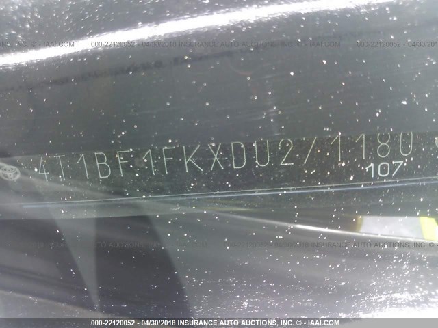 4T1BF1FKXDU271180 - 2013 TOYOTA CAMRY L/SE/LE/XLE 银色 照片 9