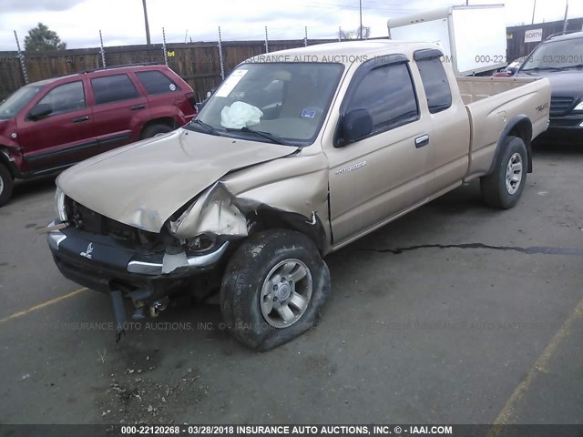 5TESN92N7YZ699923 - 2000 TOYOTA TACOMA XTRACAB PRERUNNER ოქროსფერი ფოტო 2