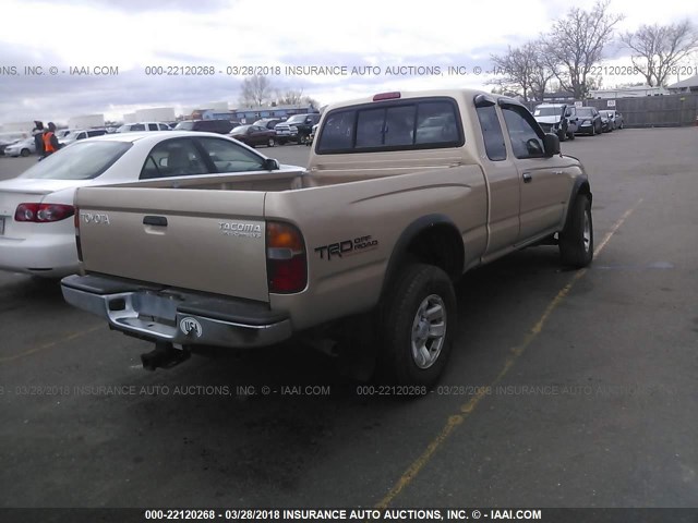 5TESN92N7YZ699923 - 2000 TOYOTA TACOMA XTRACAB PRERUNNER ოქროსფერი ფოტო 4