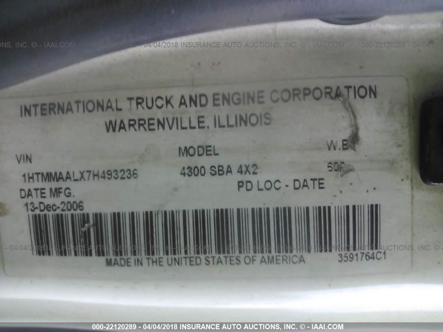 1HTMMAALX7H493236 - 2007 INTERNATIONAL 4000 4300 Unknown photo 10