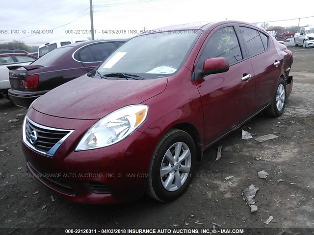 3N1CN7AP9EL861032 - 2014 NISSAN VERSA S/S PLUS/SV/SL RED photo 2