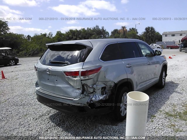 5TDZKRFH7GS161195 - 2016 TOYOTA HIGHLANDER LE/LE PLUS SILVER photo 4