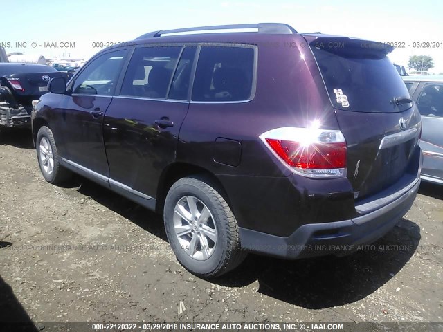 5TDZA3EH6BS011413 - 2011 TOYOTA HIGHLANDER SE PURPLE photo 3