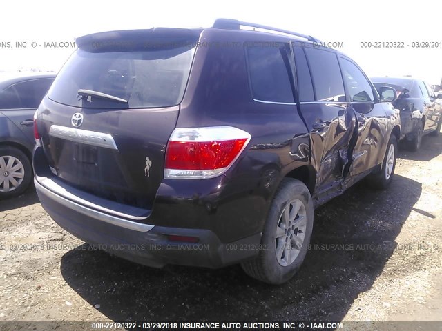 5TDZA3EH6BS011413 - 2011 TOYOTA HIGHLANDER SE PURPLE photo 4