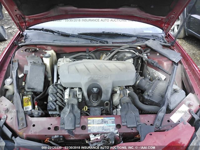 2G2WP552161268862 - 2006 PONTIAC GRAND PRIX RED photo 10