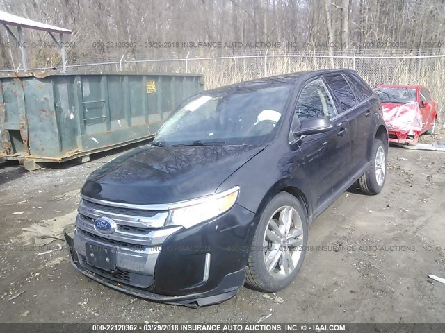 2FMDK4KC8DBB81214 - 2013 FORD EDGE LIMITED BLACK photo 2