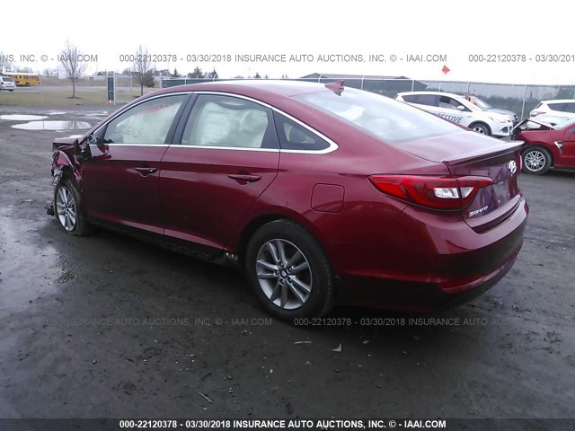 5NPE24AF8FH150959 - 2015 HYUNDAI SONATA SE RED photo 3