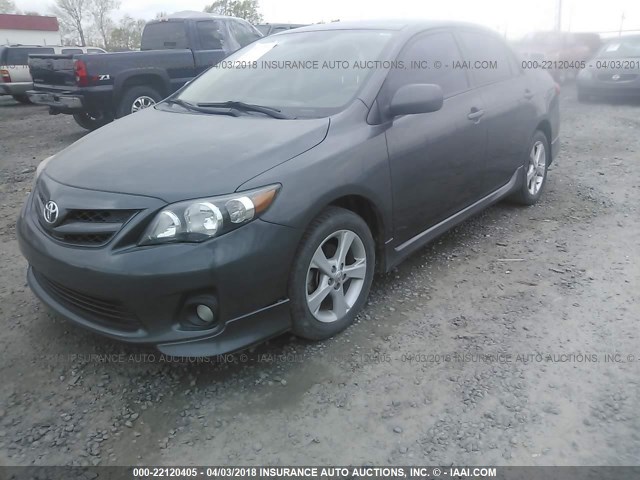 2T1BU4EE4BC728678 - 2011 TOYOTA COROLLA S/LE GRAY photo 2