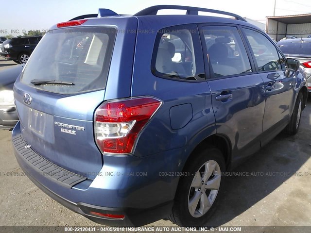 JF2SJABC9GH443036 - 2016 SUBARU FORESTER 2.5I BLUE photo 4