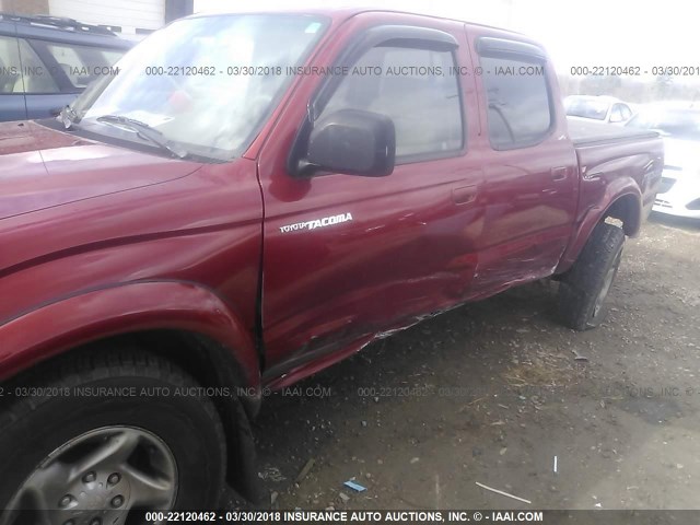 5TEHN72N73Z224134 - 2003 TOYOTA TACOMA DOUBLE CAB 勃艮第红 照片 6