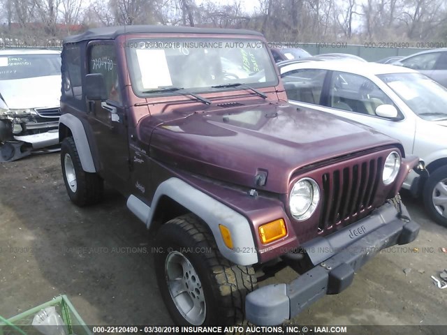 1J4FA49S71P370237 - 2001 JEEP WRANGLER / TJ SPORT MAROON photo 1