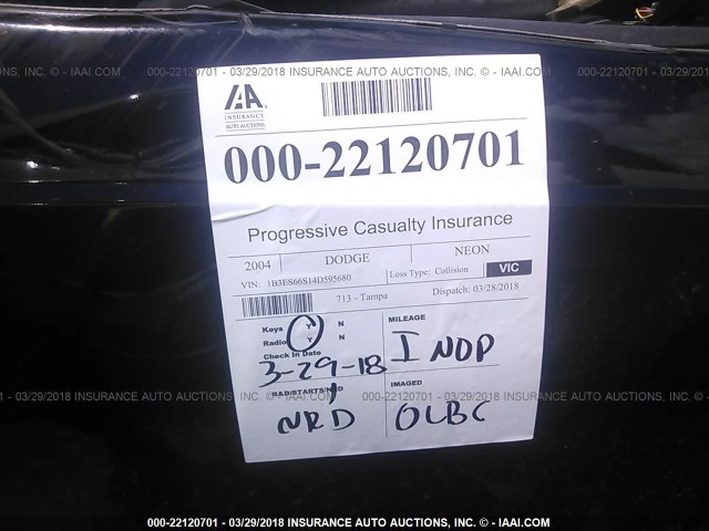 1B3ES66S14D595680 - 2004 DODGE NEON SRT-4 BLACK photo 7