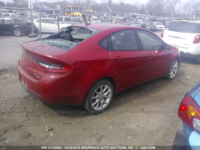 1C3CDFBH0DD698894 - 2013 DODGE DART SXT RED photo 4