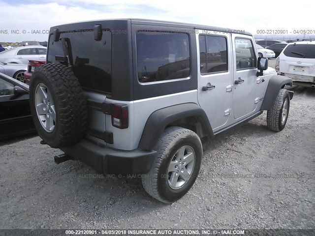 1J4BA6H10BL552776 - 2011 JEEP WRANGLER UNLIMITE RUBICON SILVER photo 4