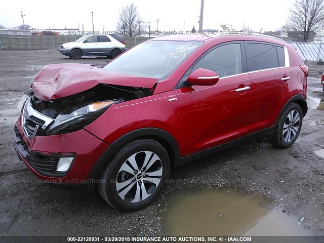 KNDPCCA29B7101989 - 2011 KIA SPORTAGE EX/SX RED photo 2