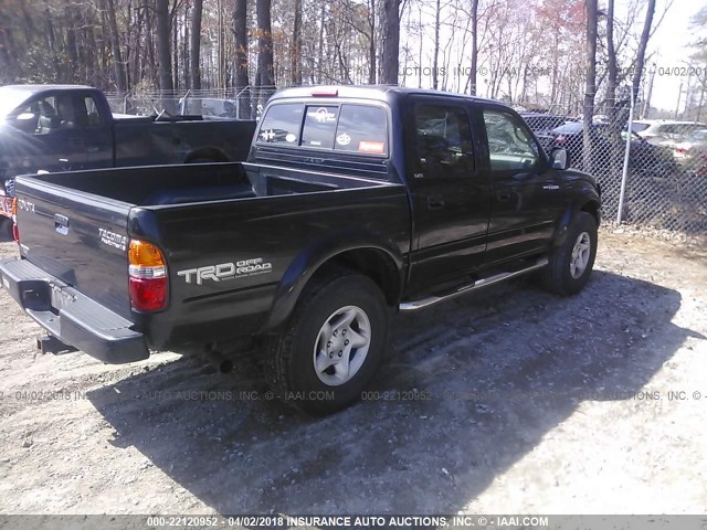 5TEGN92N64Z394784 - 2004 TOYOTA TACOMA DOUBLE CAB PRERUNNER BLACK photo 4