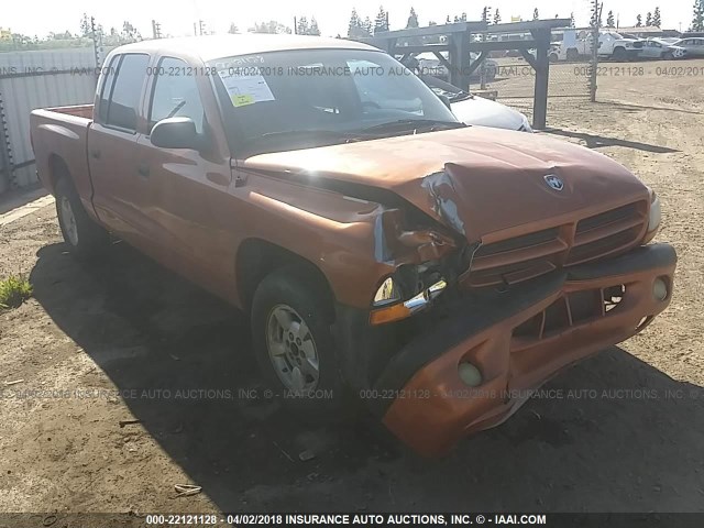 1B7GL2AX21S158830 - 2001 DODGE DAKOTA QUAD ORANGE photo 1