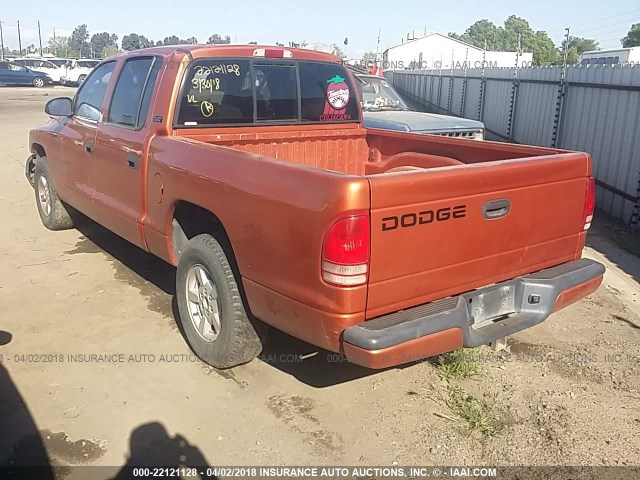 1B7GL2AX21S158830 - 2001 DODGE DAKOTA QUAD ORANGE photo 3