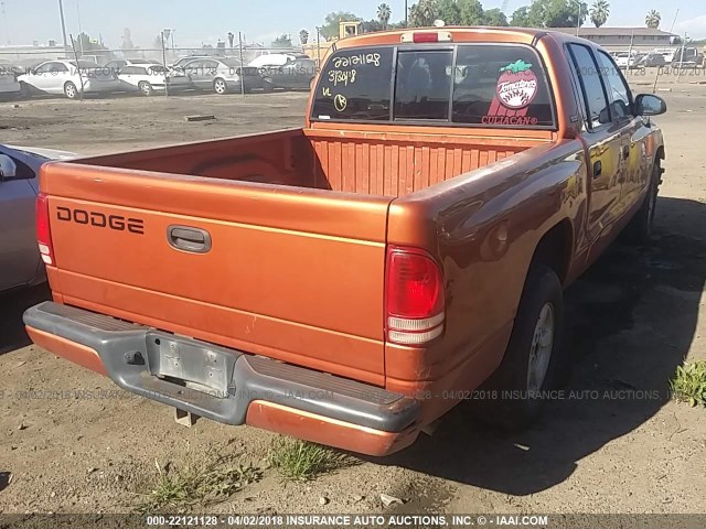 1B7GL2AX21S158830 - 2001 DODGE DAKOTA QUAD ORANGE photo 4