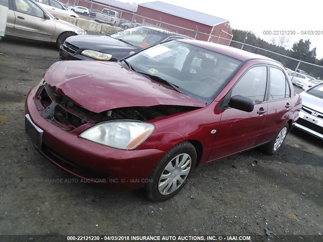 JA3AJ26E76U037580 - 2006 MITSUBISHI LANCER ES MAROON photo 2