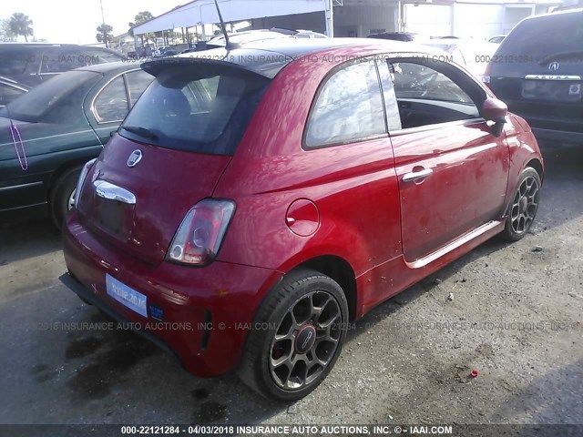 3C3CFFHH0DT750164 - 2013 FIAT 500 SPORT RED photo 4