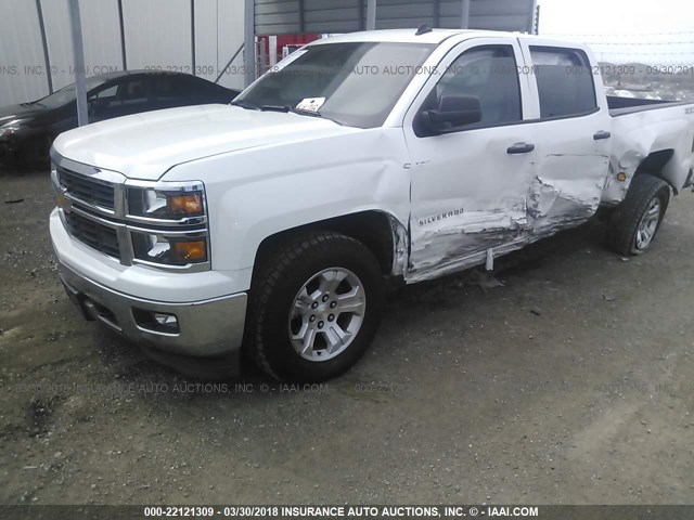 3GCUKREC6EG182681 - 2014 CHEVROLET SILVERADO K1500 LT WHITE photo 2