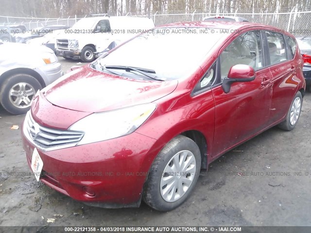 3N1CE2CP7EL411007 - 2014 NISSAN VERSA NOTE S/S PLUS/SV/SL RED photo 2