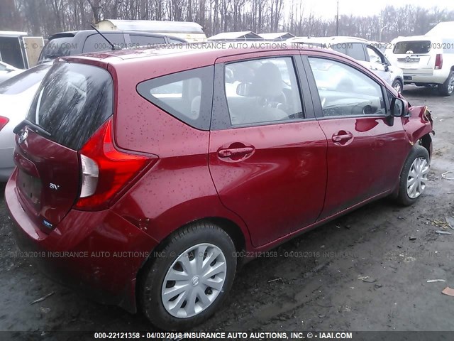 3N1CE2CP7EL411007 - 2014 NISSAN VERSA NOTE S/S PLUS/SV/SL RED photo 4
