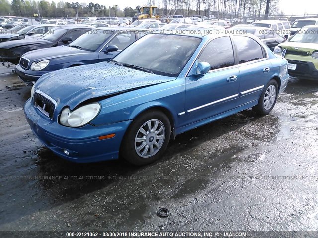 KMHWF35H33A898418 - 2003 HYUNDAI SONATA GLS/LX BLUE photo 2