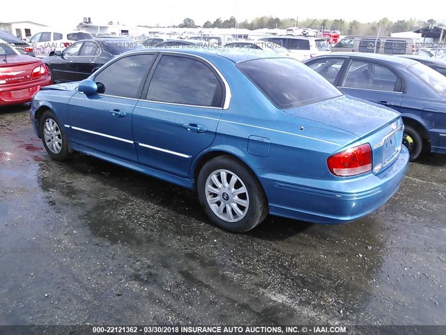 KMHWF35H33A898418 - 2003 HYUNDAI SONATA GLS/LX BLUE photo 3