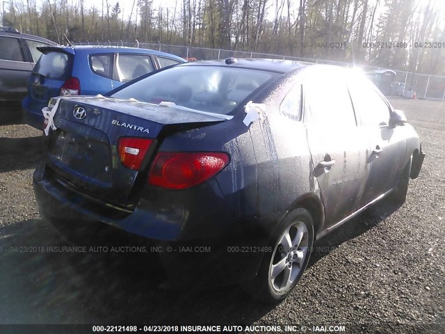 KMHDU46D38U336989 - 2008 HYUNDAI ELANTRA GLS/SE/LIMITED BLUE photo 4