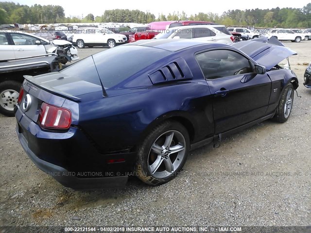 1ZVBP8CH0A5161678 - 2010 FORD MUSTANG GT BLUE photo 4