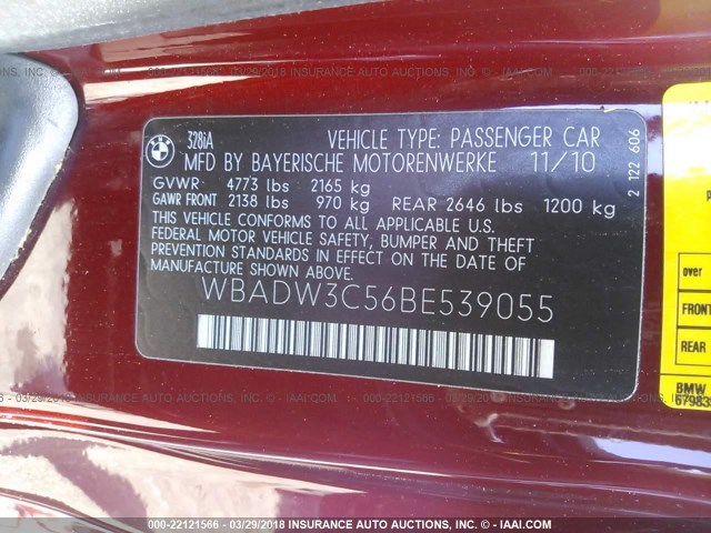 WBADW3C56BE539055 - 2011 BMW 328 I RED photo 9