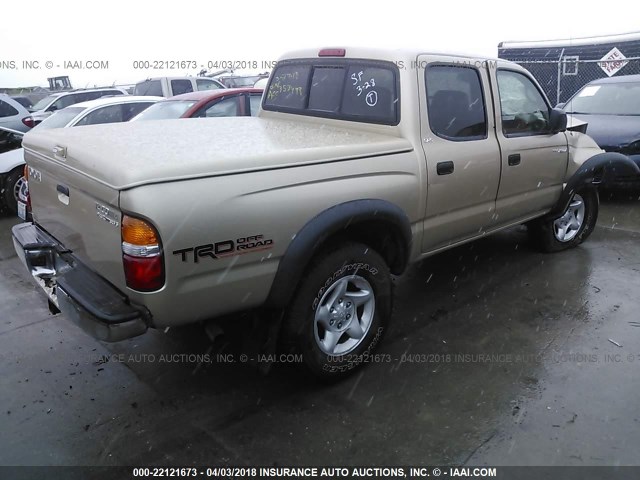 5TEGN92N04Z353499 - 2004 TOYOTA TACOMA DOUBLE CAB PRERUNNER GOLD photo 4