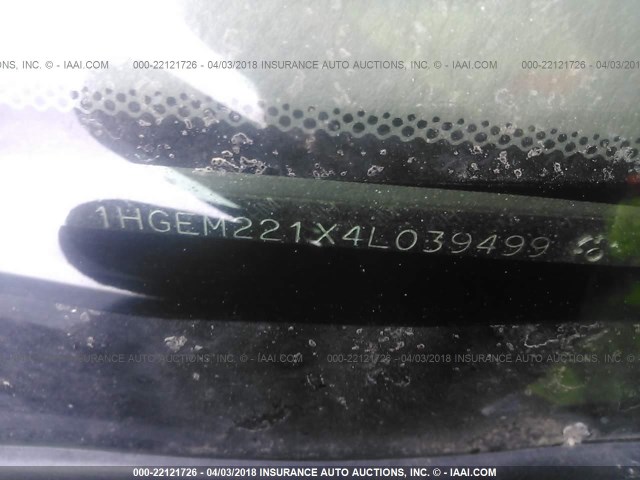 1HGEM221X4L039499 - 2004 HONDA CIVIC DX VP BLUE photo 9