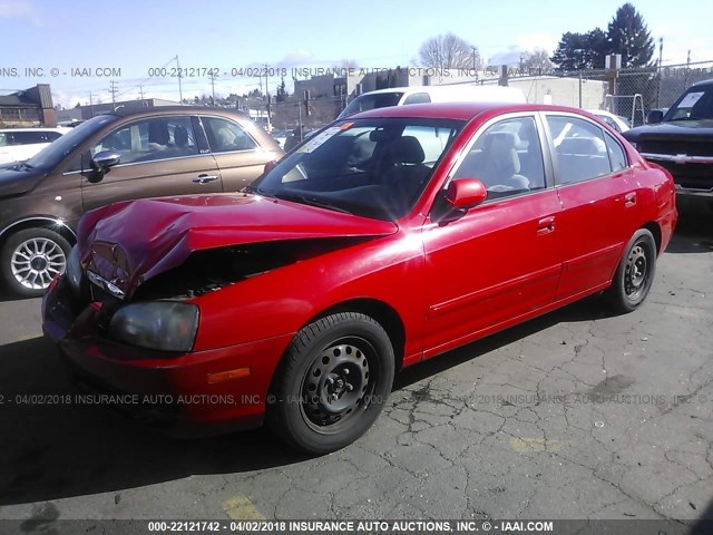 KMHDN46D35U932046 - 2005 HYUNDAI ELANTRA GLS/GT RED photo 2