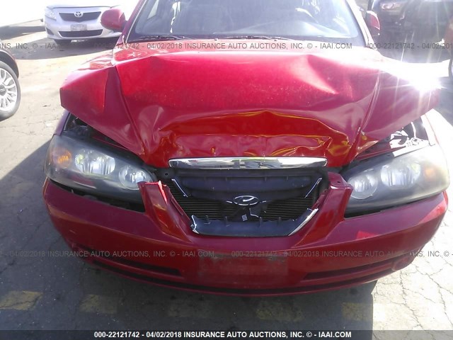 KMHDN46D35U932046 - 2005 HYUNDAI ELANTRA GLS/GT RED photo 6