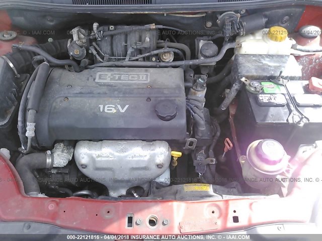 KL1TD52675B307782 - 2005 CHEVROLET AVEO LS RED photo 10