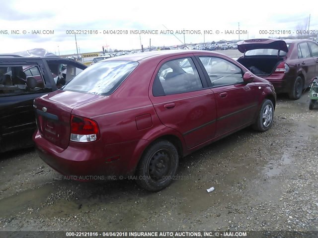 KL1TD52675B307782 - 2005 CHEVROLET AVEO LS RED photo 4