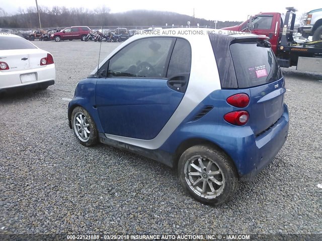 WMEEJ31X78K195807 - 2008 SMART FORTWO PURE/PASSION BLUE photo 3