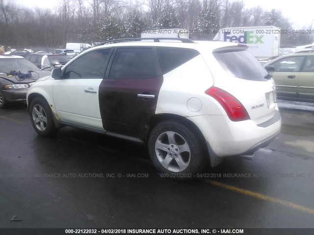 JN8AZ08W93W202943 - 2003 NISSAN MURANO SL/SE WHITE photo 3