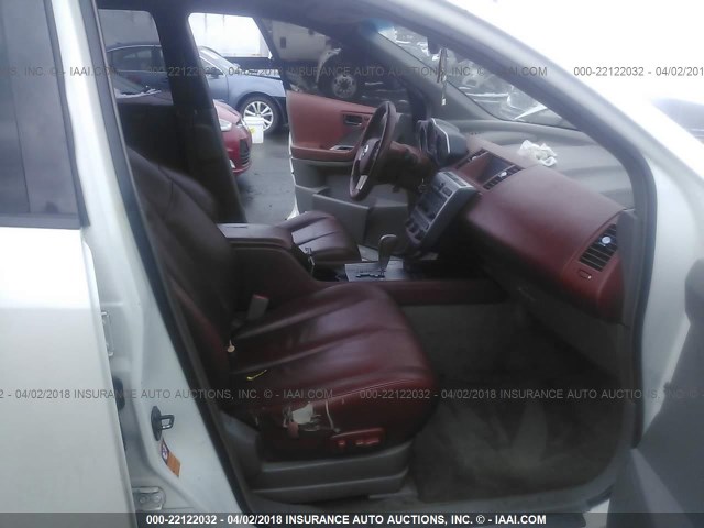 JN8AZ08W93W202943 - 2003 NISSAN MURANO SL/SE WHITE photo 5