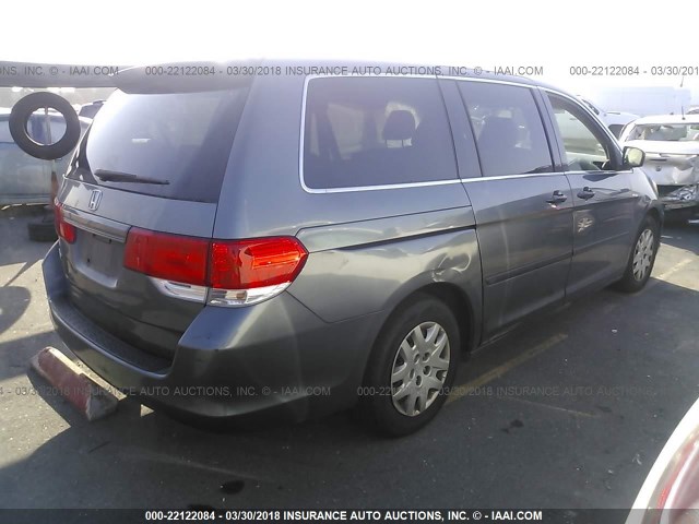 5FNRL3H21AB035316 - 2010 HONDA ODYSSEY LX GRAY photo 4